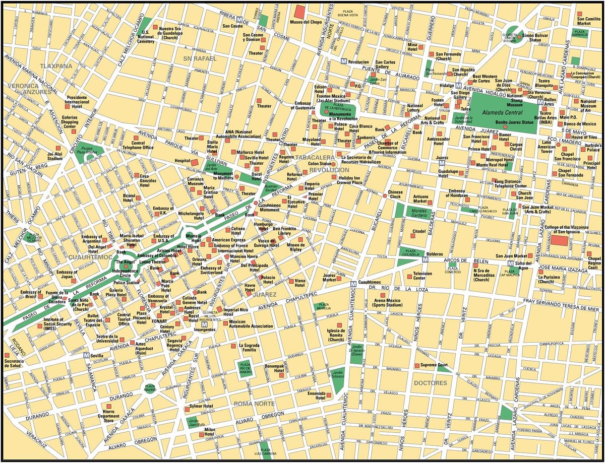 வரைபடம் மெக்ஸிக்கோ நகரம் சுற்றி