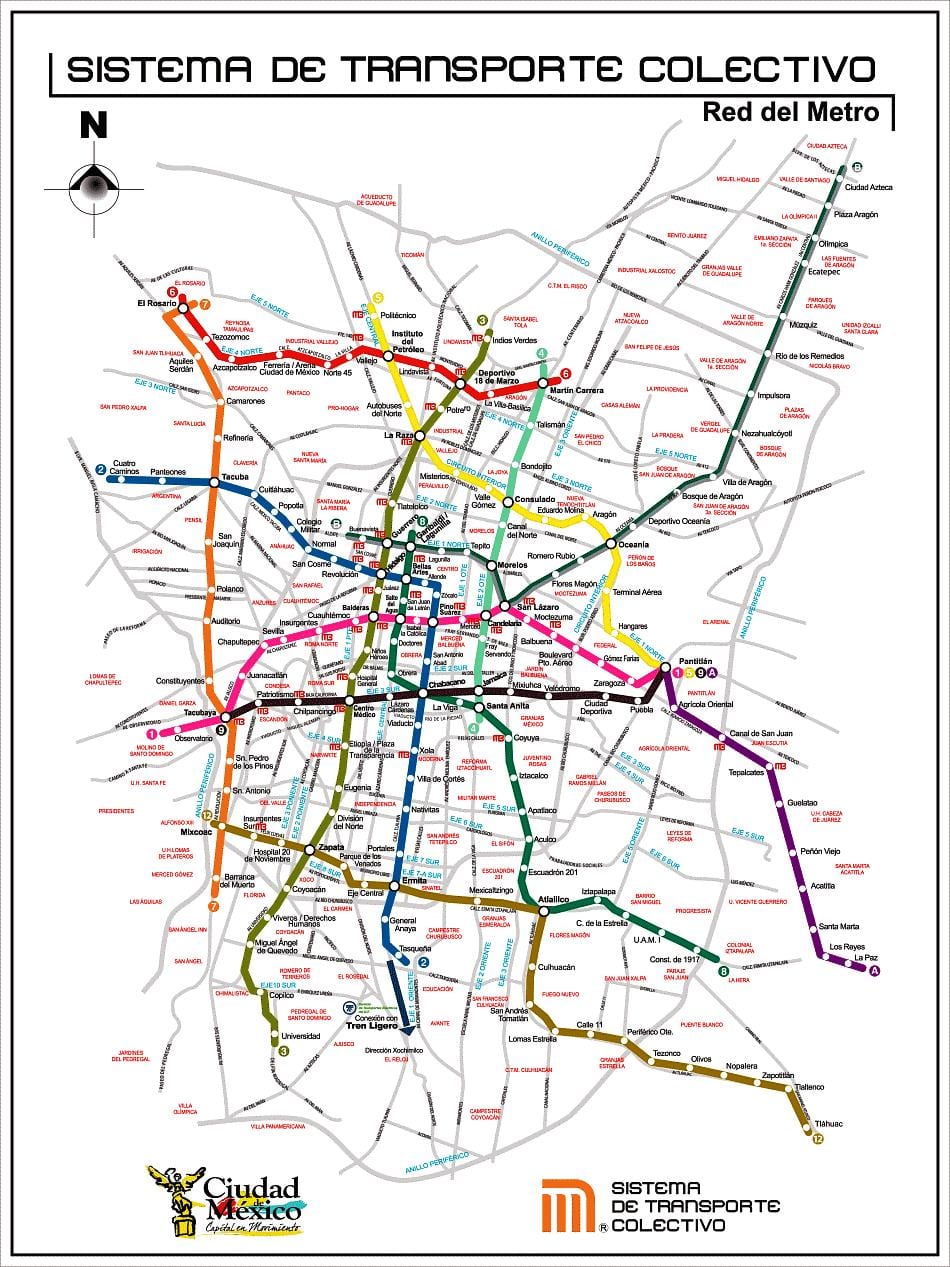 வரைபடம் மெக்ஸிக்கோ நகரம் போக்குவரத்து