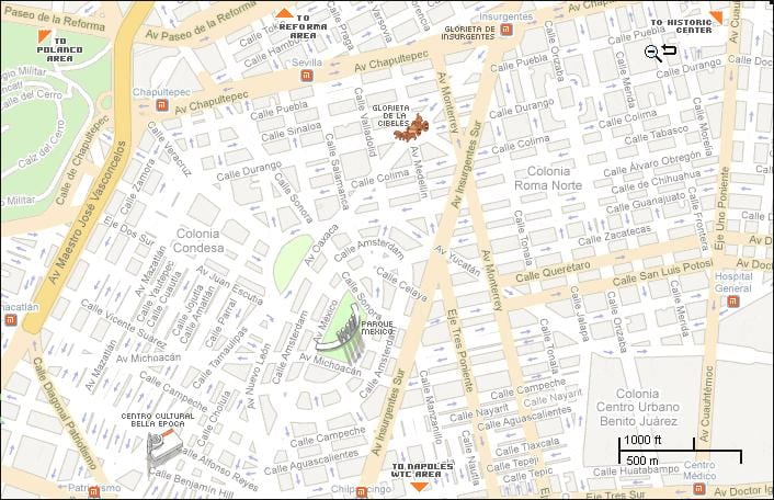 வரைபடம் condesa மெக்ஸிக்கோ நகரத்தின்